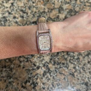 Vintage Sterling Silver Ecclissi Watch pink diamond design